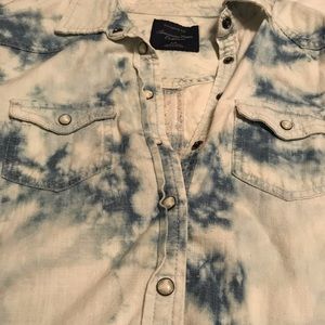 Jean button up acid wash shirt